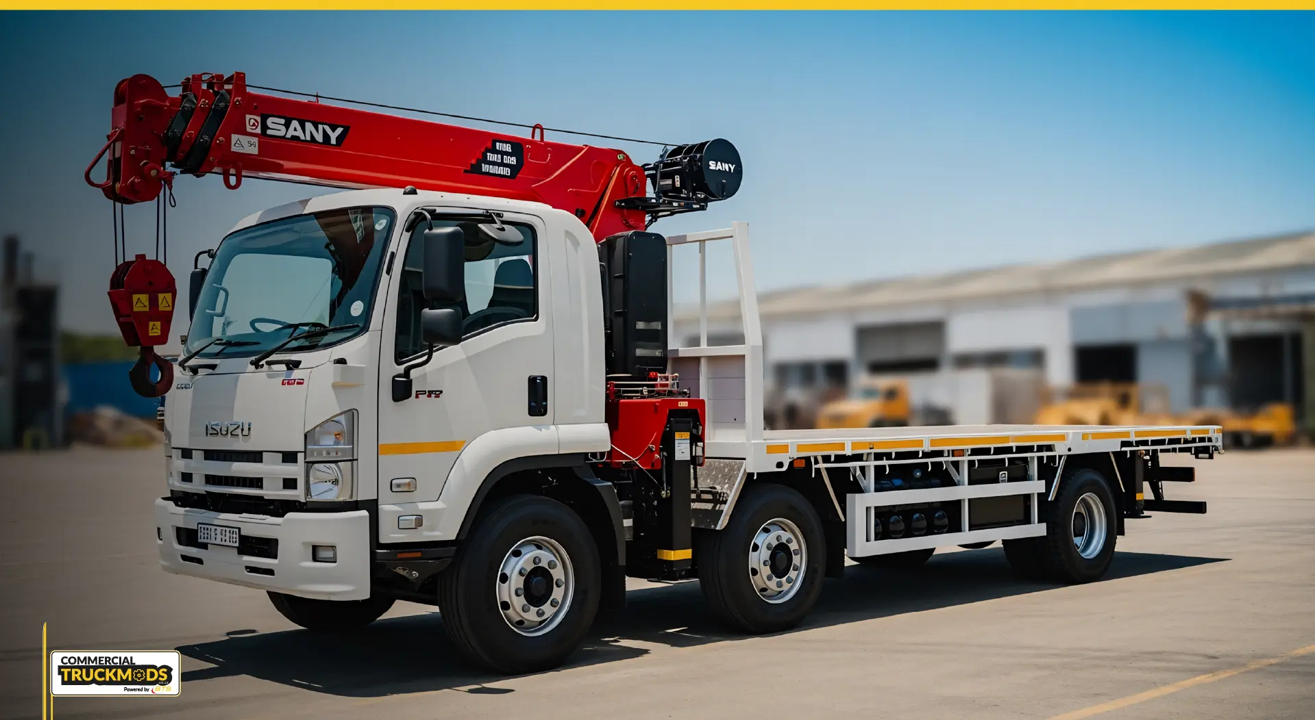 Truck-mounted crane on flatbed — hydraulics system